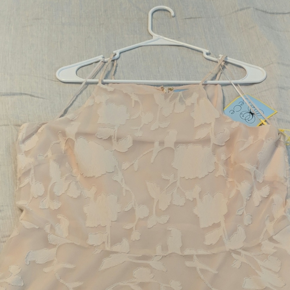 Light cream/pink tea length dress